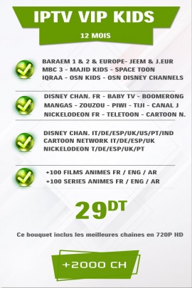 Abonnement IPTV KIDS 12 mois +500 Chaines TV