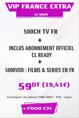 Abonnement IPTV France EXTRA +500TV + FULL VOD 4K & 3D