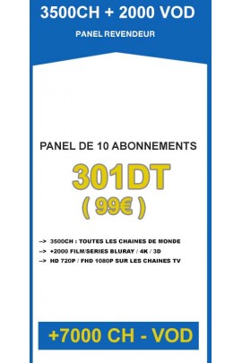 Revendeur IPTV 10 codes - 3500CH + 2000VOD