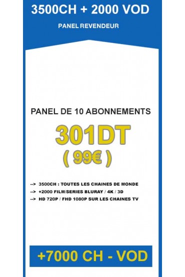 Revendeur IPTV 10 codes - 3500CH + 2000VOD