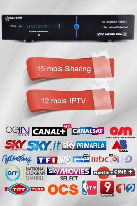 Récepteur Starsat 2000HD Hyper + 15 mois GSHARE + 12 mois IPTV AIRYSAT